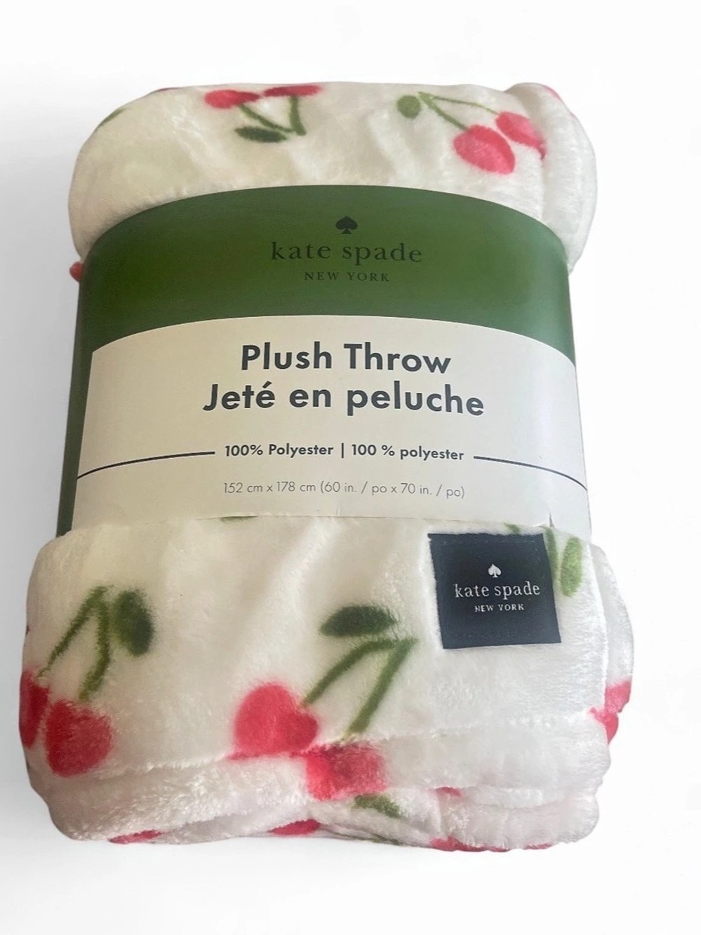 *BNWT* KATE SPADE Fuzzy Plush Throw Luxury Designer Blanket Cherry White Red